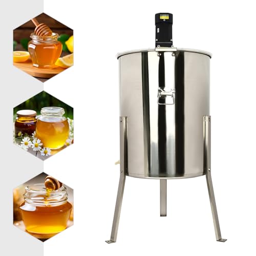 BJTDLLX Deluxe Honigschleuder Elektrischer Edelstahl Bienenschleuder Imkereiausrüstung 8 Rahmen Professionelle Honey Extractor mit Standfüßen (4xKleine Rahmen, 4xStandard Rahmen) von BJTDLLX