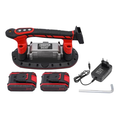 BJTDLLX Fliesen Vibrationsgerät 21V 2000mAh Fliesenvibrator Fliesenleger Werkzeug, 6 Gang Fliesenleger Maschine mit Elektrischem Vakuum-Saugnapf, Fliesenrüttler für 30-240cm Fliesen mit 2 Batterien von BJTDLLX
