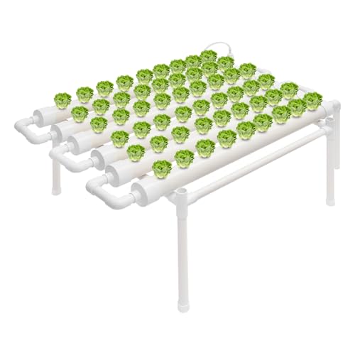BJTDLLX Hydroponik Anzuchtsysteme Hydroponic System Hydroponic Grow Kit, Hydroponische Erdlose Pflanzenanbau-Systeme für Balkon Garten, PVC Pipe (54 Löcher 6 Rohre) von BJTDLLX