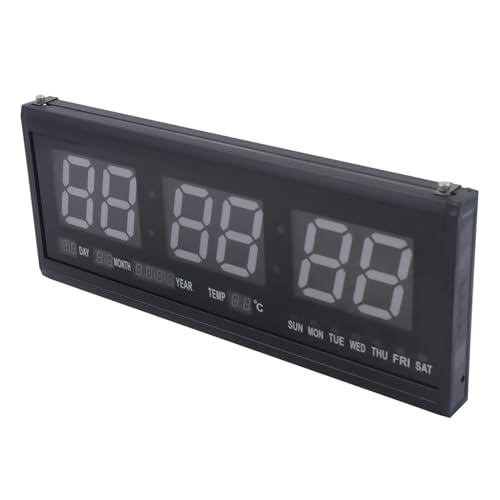 LED Digitale Wanduhr mit Display, Wanduhr Digital Groß mit Datum und Temperatur, 12/24-Stunden Modus, Zeitspeicher, Leise Wanduhr für Lager, Garage, Wohnzimmer, 480 x 190 x 30 mm | EU Stock (Blau) von BJTDLLX