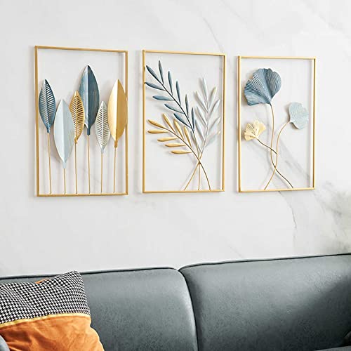 3 Stück Wanddeko Metall Gingko, 3D Deko Wanddeko Blätter Wanddekoration, Home Hängende Wohnzimmer Dreidimensionale Skulptur Schlafzimmer Badezimmer Küche Büro von BJYX