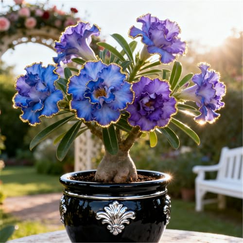 Gefüllte/Bunte Wüstenrose/Seltene Wüstenrosenknollen/Balkondekoration/Winterhart/Geschenk-3 Rhizome.-H von BJYaWFR