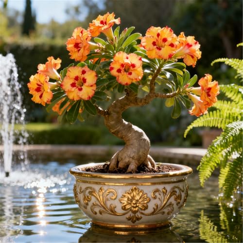 Mehrjährig/Winterharte Wüstenrose/Seltene Wüstenrose/Balkondekoration/Winterhart/Geschenk-2 Rhizome.-C von BJYaWFR