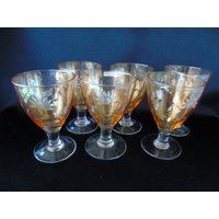 Set Mit 6 Blown Ringelblumen Karneval Cut Zu Klaren Weinkelchen Ersatz von BJsNineLivesGlass