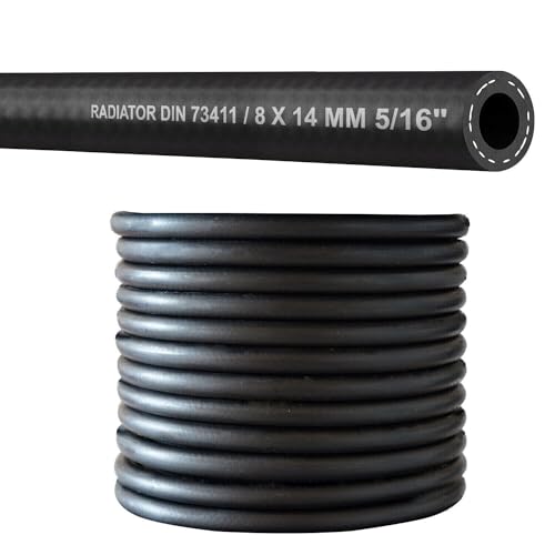 (8 mm) Auto KFZ EPDM Gummi Schlauch Kühlerschlauch Kühlwasserschlauch Heißwasserschlauch Wasserschlauch Heizungsschlauch -40 bis +120C° DIN 73411 (8 x 14 mm 5/16") von BK-PowerTCS