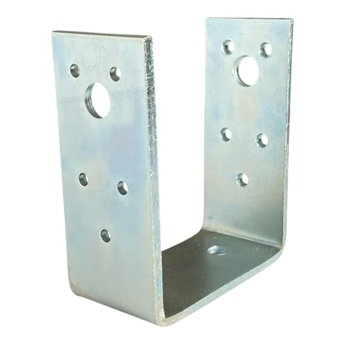 BK SHOP Pfostenträger U-Form zum Aufschrauben | Stützenfuß 50 x 100 x 45 mm | Pfostenanker Verzinkter Stahl 3,5 mm | Bodenanker für Holzpfosten | Pfostenschuh für Terrassen und Zäune von BK SHOP