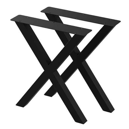 2 x Tischbeine aus Metall X-Form | Tischgestell aus 60x60mm Profilen | Tischbeine Schreibtischbank Möbelbeine, Industrie, Loft-Tischgestell (615x720mm Black) von BK Styl