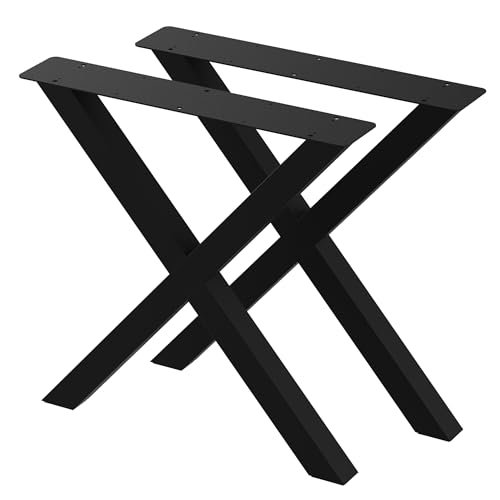 2 x Tischbeine aus Metall X-Form | Tischgestell aus 60x60mm Profilen | Tischbeine Schreibtischbank Möbelbeine, Industrie, Loft-Tischgestell (715x720mm Black) von BK Styl