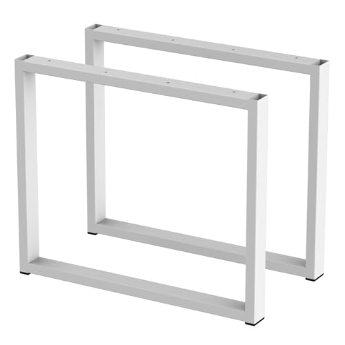 BK Styl 2 x Tischbeine aus Metall U-Form | Tischgestell aus 40x20mm Profilen | Tischbeine Schreibtischbank Möbelbeine, Industrie, Loft-Tischgestell (500x420mm White) von BK Styl