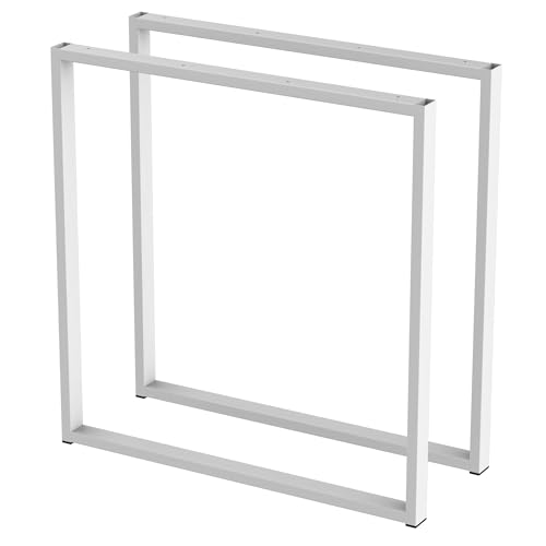 BK Styl 2 x Tischbeine aus Metall U-Form | Tischgestell aus 40x20mm Profilen | Tischbeine Schreibtischbank Möbelbeine, Industrie, Loft-Tischgestell (700x720mm White) von BK Styl