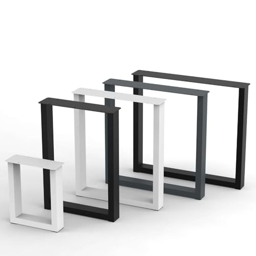 BK Styl 2 Stück Tischbeine aus Metall U-Form | Tischgestell aus 80x40mm Profilen | Tischkufen Tischfüße Möbelbeine für Schreibtische & Esstische (615x720mm Anthracit) von BK Styl