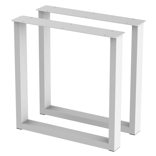 BK Styl 2 x Tischbeine aus Metall U-Form | Tischgestell aus 80x40mm Profilen | Tischbeine Schreibtischbank Möbelbeine, Industrie, Loft-Tischgestell (715x720mm White) von BK Styl