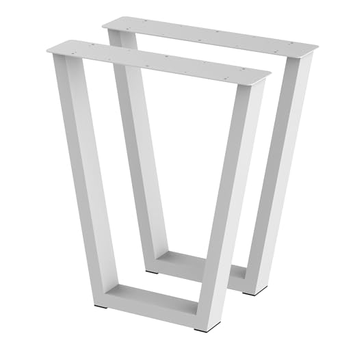 BK Styl 2 x Tischbeine aus Metall V2-Form | Tischgestell aus 80x40mm Profilen | Tischbeine Schreibtischbank Möbelbeine, Industrie, Loft-Tischgestell (615x720mm White) von BK Styl