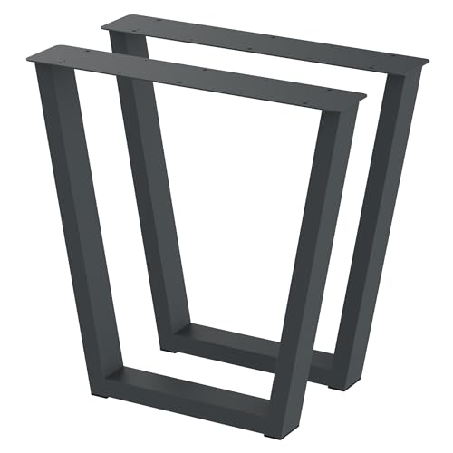 BK Styl 2 x Tischbeine aus Metall V2-Form | Tischgestell aus 80x40mm Profilen | Tischbeine Schreibtischbank Möbelbeine, Industrie, Loft-Tischgestell (715x720mm Anthracit) von BK Styl