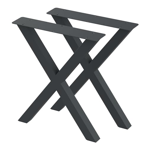 BK Styl 2 x Tischbeine aus Metall X-Form | Tischgestell aus 60x60mm Profilen | Tischbeine Schreibtischbank Möbelbeine, Industrie, Loft-Tischgestell (615x720mm Anthracit) von BK Styl