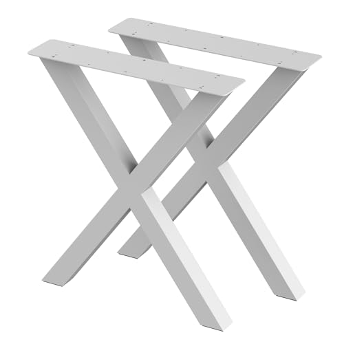 BK Styl 2 x Tischbeine aus Metall X-Form | Tischgestell aus 60x60mm Profilen | Tischbeine Schreibtischbank Möbelbeine, Industrie, Loft-Tischgestell (615x720mm White) von BK Styl