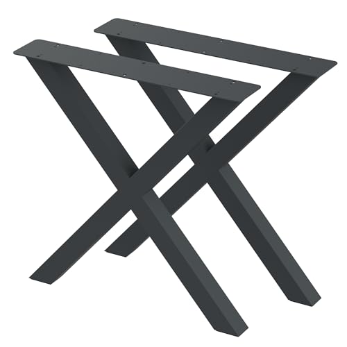BK Styl 2 x Tischbeine aus Metall X-Form | Tischgestell aus 60x60mm Profilen | Tischbeine Schreibtischbank Möbelbeine, Industrie, Loft-Tischgestell (715x720mm Anthracit) von BK Styl