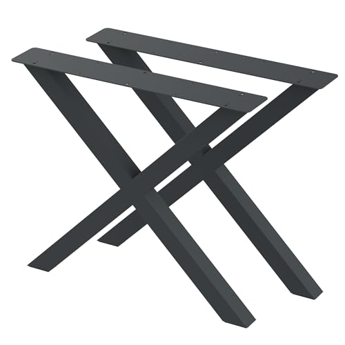 BK Styl 2 x Tischbeine aus Metall X-Form | Tischgestell aus 60x60mm Profilen | Tischbeine Schreibtischbank Möbelbeine, Industrie, Loft-Tischgestell (815x720mm Anthracit) von BK Styl