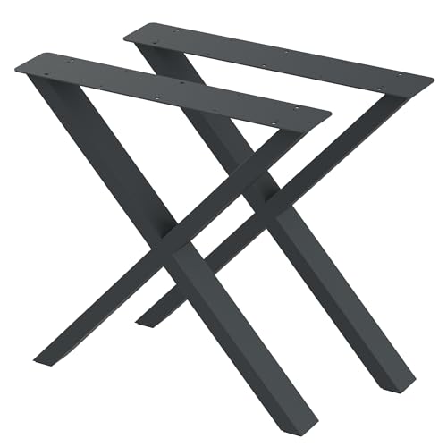 BK Styl 2 x Tischbeine aus Metall X-Form | Tischgestell aus 80x40mm Profilen | Tischbeine Schreibtischbank Möbelbeine, Industrie, Loft-Tischgestell (715x720mm Anthracit) von BK Styl