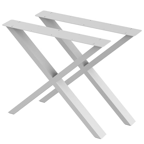 BK Styl 2 x Tischbeine aus Metall X-Form | Tischgestell aus 80x40mm Profilen | Tischbeine Schreibtischbank Möbelbeine, Industrie, Loft-Tischgestell (815x720mm White) von BK Styl