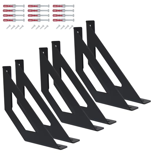 BK Styl Regalwinkel Schwarz Regalhalterung Metall Regalträger & -stützen für Wandregale 3er set, Stahlwinkel Halterung Wandhalterung Winkel Konzipiert für Küche, Wohnzimmer und Garage, P1 von BK Styl