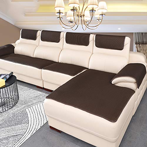 BK&MF Sofa Abdeckung Für Ledercouch, Super rutschfeste Sofa Dämpfung Couch überwurf Für Haustiere, Sofa Möbel Protector Separat Erhältlich-Dunkelbraun 30x60cm(12x24inch) 2pcs von BK&MF