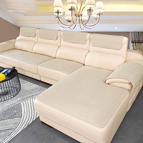 BK&MF Sofa Abdeckung Für Ledercouch, Super rutschfeste Sofa Dämpfung Couch überwurf Für Haustiere, Sofa Möbel Protector Separat Erhältlich-beige 45x45cm(18x18inch) Kissen von BK&MF