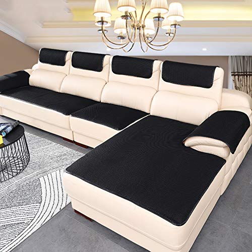 BK&MF Sofa Abdeckung Für Ledercouch, Super rutschfeste Sofa Dämpfung Couch überwurf Für Haustiere, Sofa Möbel Protector Separat Erhältlich-schwarz 30x60cm(12x24inch) 2pcs von BK&MF