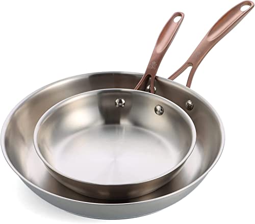 BK Cookware Rose 2-teiliges Bratpfannen-Set aus Edelstahl, 24/28cm, Silber von BK