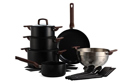 BK Simply Ceramic 14-teiliges Kochgeschirr-Set mit Antihaftbeschichtung, Schwarz von BK