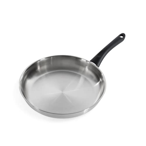 bk cookware Bold Edelstahl 28cm Bratpfanne mit Deckel, induktionsgeeignet, satinierte Oberfläche, Stay Cool Griff, spülmaschinenfest, silber von BK