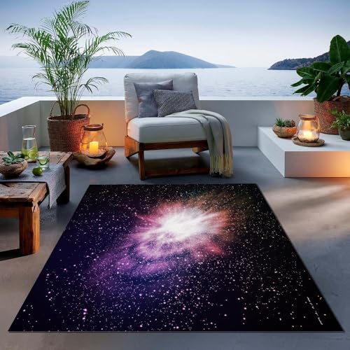 BKCCZ Galaxis Teppich Schlafzimmer 120x160cm Wohnzimmer Teppich Schlafzimmer Bettvorleger Raum Rutschfester Unterseite Home Carpet for Teens Kinder von BKCCZ