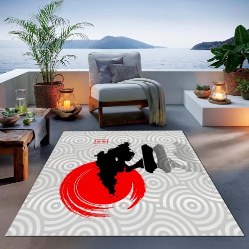 BKCCZ Japanischer Stil Teppich Kinderzimmer 80x160cm Landschaft Carpet Moderner Teppich Wohnzimmer Rutschfester Teppich Junge Mädchen 3D Effekt von BKCCZ