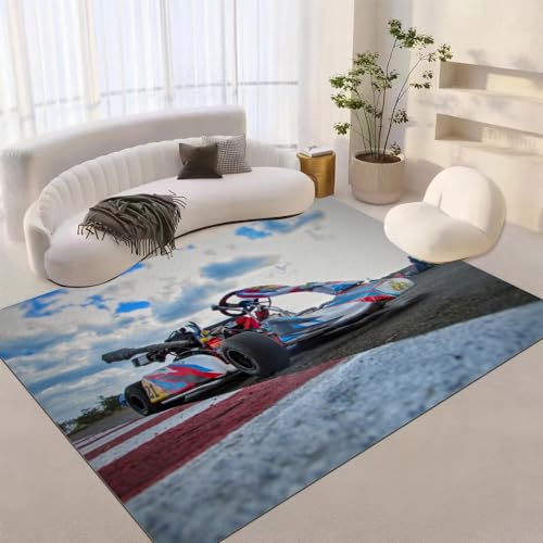 BKCCZ Kart Fahren Teppich Kinderzimmer 80x160cm Go Racing Carpet Moderner Teppich Wohnzimmer Rutschfester Teppich Junge Mädchen 3D Effekt von BKCCZ