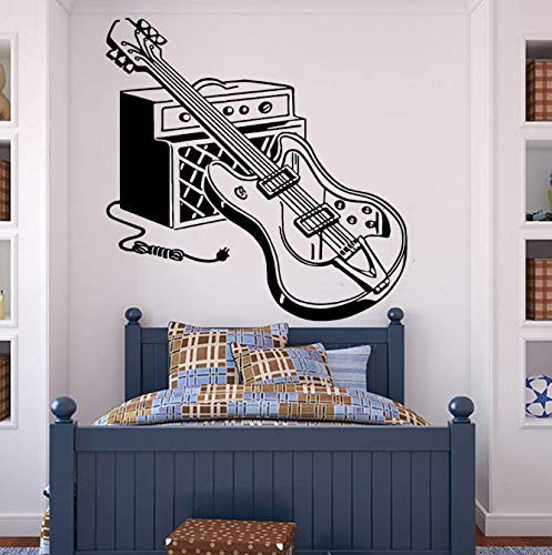 E-Gitarre Wandaufkleber Für Jungen Zimmer Rockmusik Pop Dekoration Vinyl Wandtattoo Für Schlafzimmer Große Wandaufkleber Abnehmbar 57X57Cm von BKDPW