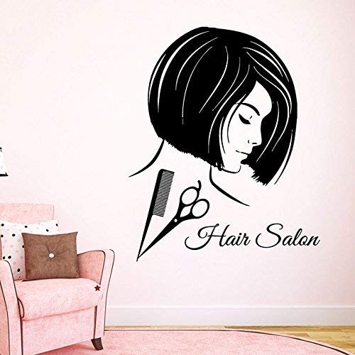 Friseursalon Wandtattoo Aufkleber Friseur Schere Vinyl Fenster Aufkleber Dekor Wandbild Friseur Glas Beauty Salon Aufkleber 58X71Cm von BKDPW