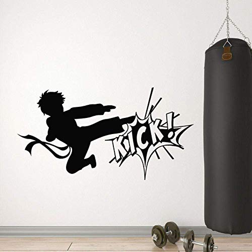 Karate Boy Vinyl Wandtattoo Fighting Kick Martial Arts Wandaufkleber Modern Sports Home Decor Wohnzimmer Martial Arts Center 42X78Cm von BKDPW