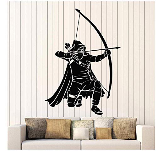 Krieger Vinyl Wandtattoo Mann Schlafzimmer Jagd Bogenschießen Sport Wandaufkleber Für Fitnessraum Wohnzimmer Dekoration 57X79Cm von BKDPW