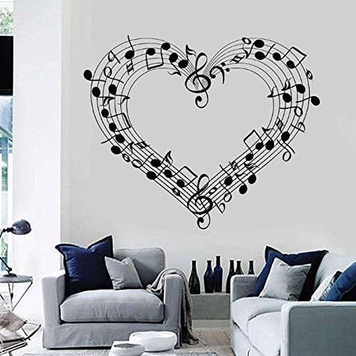 Musikpartitur Wandtattoo Liebe Herz Musik Studio Schlafzimmer Wohnzimmer Wohnkultur Vinyl Fenster Aufkleber Musik Note Kunst Wandbild 57X69 Cm von BKDPW