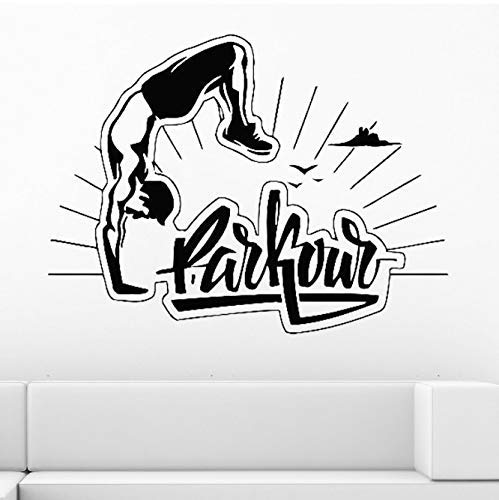 Parkour Pose Handstand Wandaufkleber Tracer Jump Extreme Sports Vinyl Wandtattoo Jungen Schlafzimmer Coole Wanddekoration 56X42 Cm von BKDPW