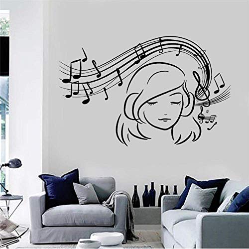Teenage Mädchen Vinyl Wandtattoo Musiknote Musik Dekoration Aufkleber Home Dekoration Mädchen Schlafzimmer Abnehmbare Wandkunst Aufkleber 42X62Cm von BKDPW