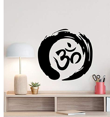 Zen Kreis Om Symbol Wandtattoo Ohm Buddhismus Poster Yoga Zeichen Enso Kreis Vinyl Aufkleber Büro Meditation Dekoration 45X42 Cm von BKDPW