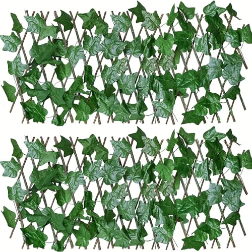 Künstliche Hecke Ausziehbar Zaun Zaun Sichtschutz Mit Blumen für Garten Balkon Und Terrasse Dekoration Künstliche Efeu Hecke Sichtschut,40 * 21cm*2pc von BKDWSK