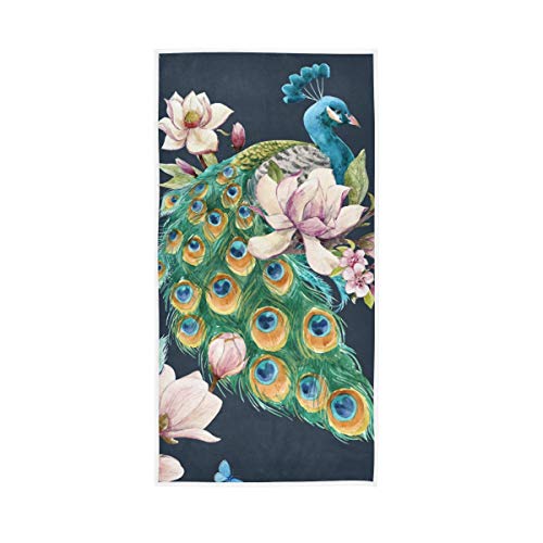 BKEOY Badetuch Frühlingsblumen-Pfau Aquarell Handtuch Strandtücher von BKEOY