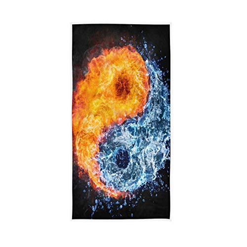 BKEOY Badetuch Yin Yang Feuer Wasser Handtuch Strandtücher von BKEOY