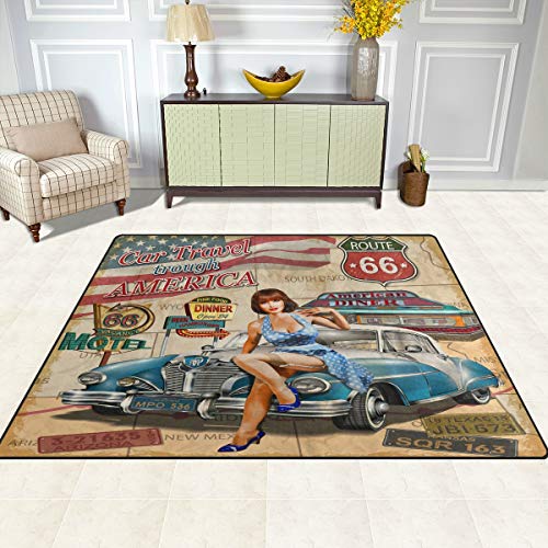 BKEOY Extra großer Teppich Amerika Poster Vintage Bereich Teppiche Schlafzimmer Wohnzimmer Küche Home Bodenmatte Fußmatte Teppich 160 x 122 cm bis 203 x 147 cm von BKEOY