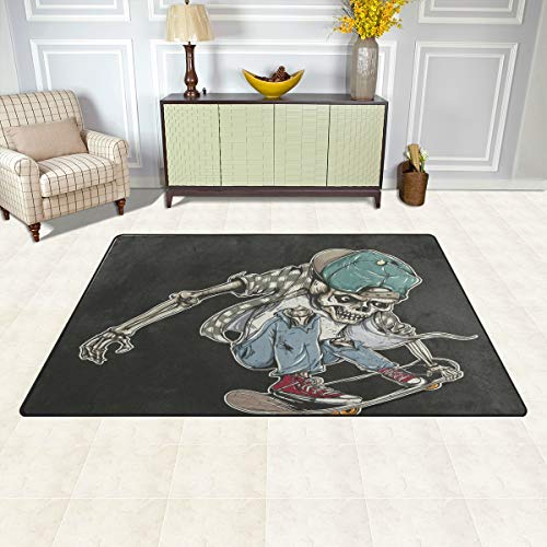 BKEOY Großer Teppich mit Totenkopf-Motiv, für Schlafzimmer, Wohnzimmer, Esszimmer, Küche, Innenbereich, Fußmatte, 152 x 99 cm von BKEOY