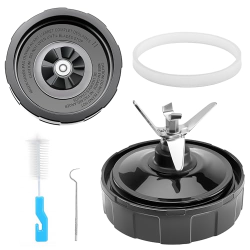 6 männliche Flossen, Abzieherklinge für Ninja, 10 cm Mixerklinge, Ersatzteil für Ninja BL450-70, BL451-70, BL454-70, BL480, BL480-70, BL481-70, BL482-70, BL483-70, mit Haken, Bürste, Gummidichtung von BKFOLIUM