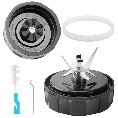 SS101 Ersatzklinge für Ninja Mixer, 10 cm, 7 Lamellen, Mixerklinge für Ninja SS100, SS101C, SS101TGT SS150, SS151, SS300, SS350, SS351, SS400, CO101B, CO150B, CO351B, mit Haken, Bürste, Gummidichtung von BKFOLIUM