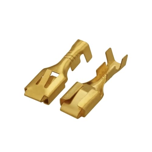 100 PCS 6.3 MM Car Crimp Terminal Spade Connector Copper Pins Auto Female Splice Wire Terminals DJ621-B6.3B von BKGWCSOR